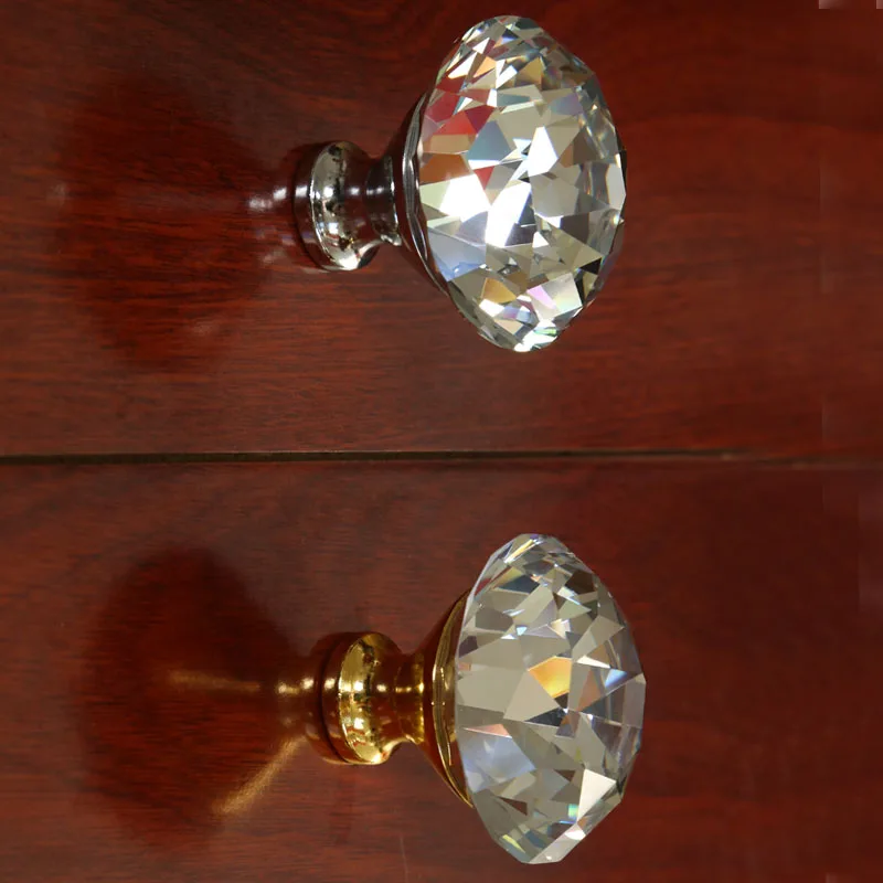 Modern fashion glass Crystal kitchen cupboard door handles