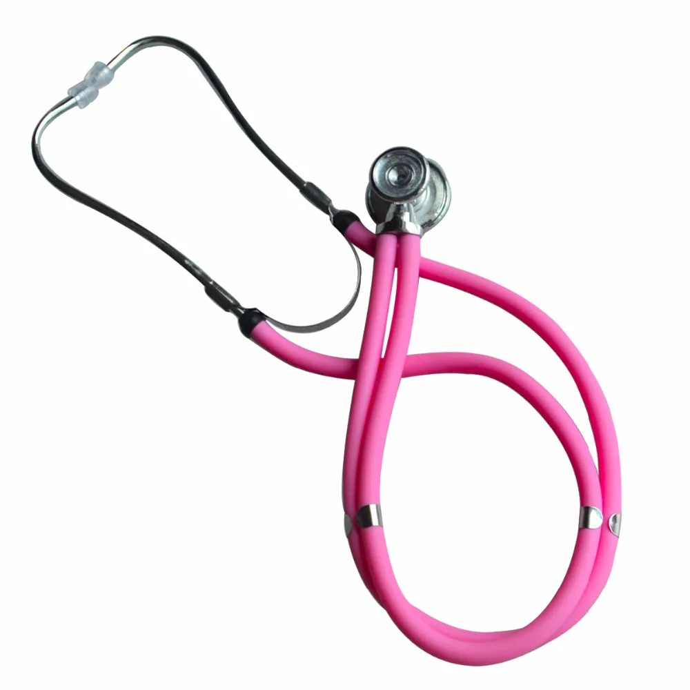 Medical Dual Head Dual-barreled Stethoscope Superior Acoustic Rose-red