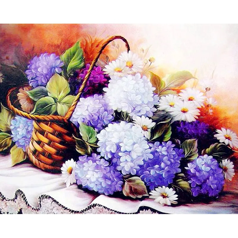 5D DIY diamond embroidery purple Lilac on basket diamond painting Cross Stitch full square Rhinestone mosaic decoration