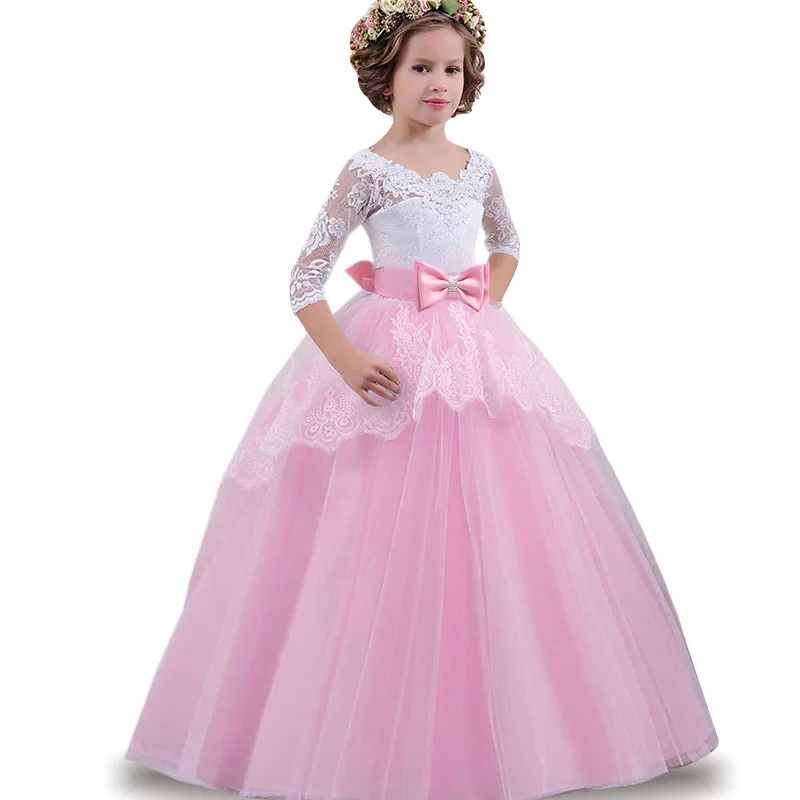 Летние Детские платья для девочек; вечернее платье принцессы; элегантное детское длинное платье для девочек; свадебное платье; Vestidos