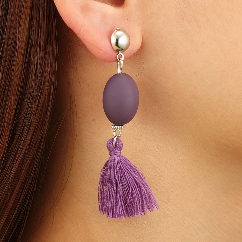 

2018 new earrings arrivals original earring tassel summer bohemia large flower earrings oval rubber r Woman's multicolor jewelry
