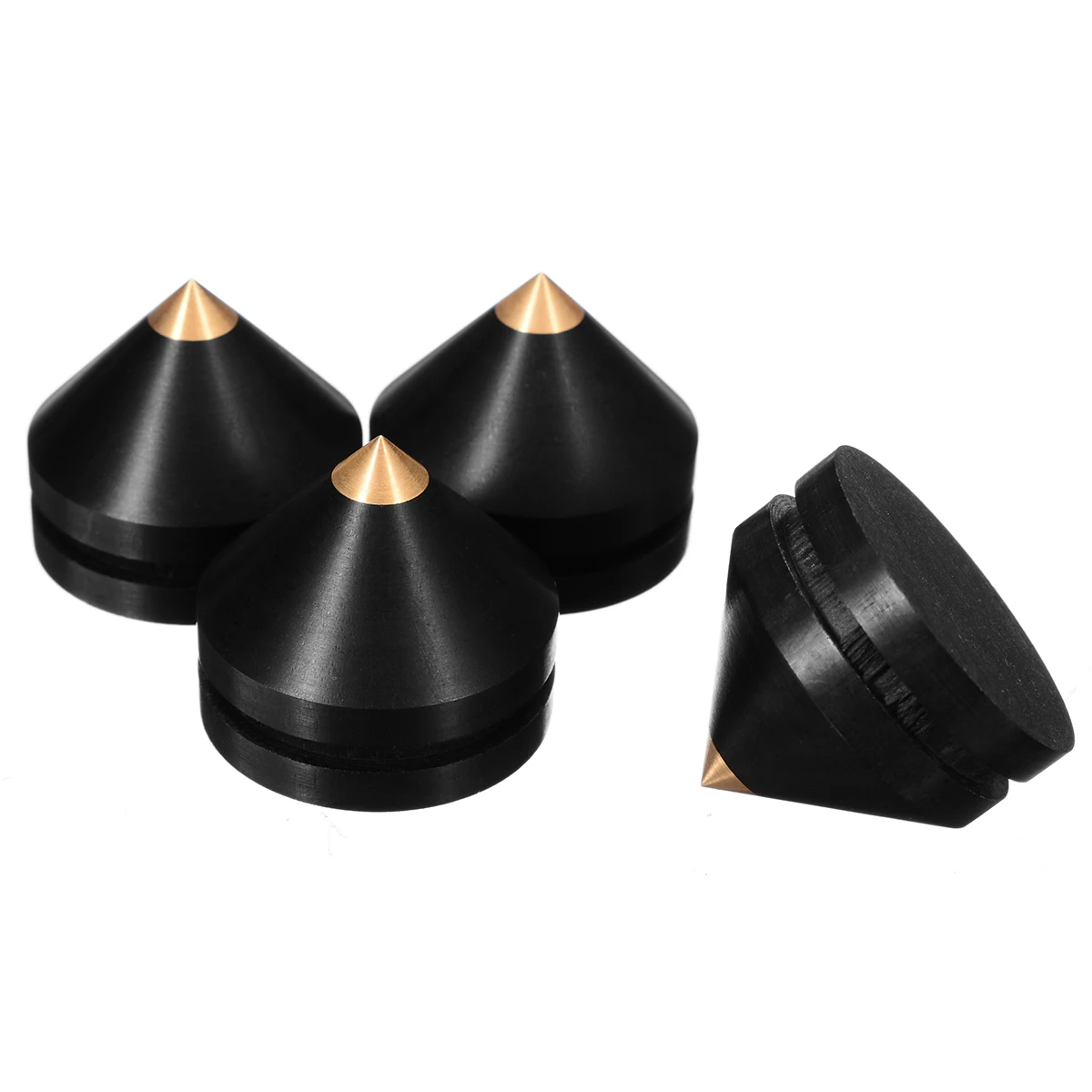 4Pcs Mini Ebony Audio Speaker Spikes Speakers Repair Parts DIY Speaker Isolation Spike Wooden Copper Stand Feet +Base Pad