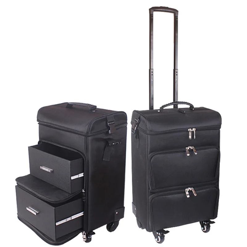 

LeTrend 20 inch Multifunction Cosmetic Case Rolling Luggage Spinner Women professional Suitcase Wheels Oxford Trolley toolkit