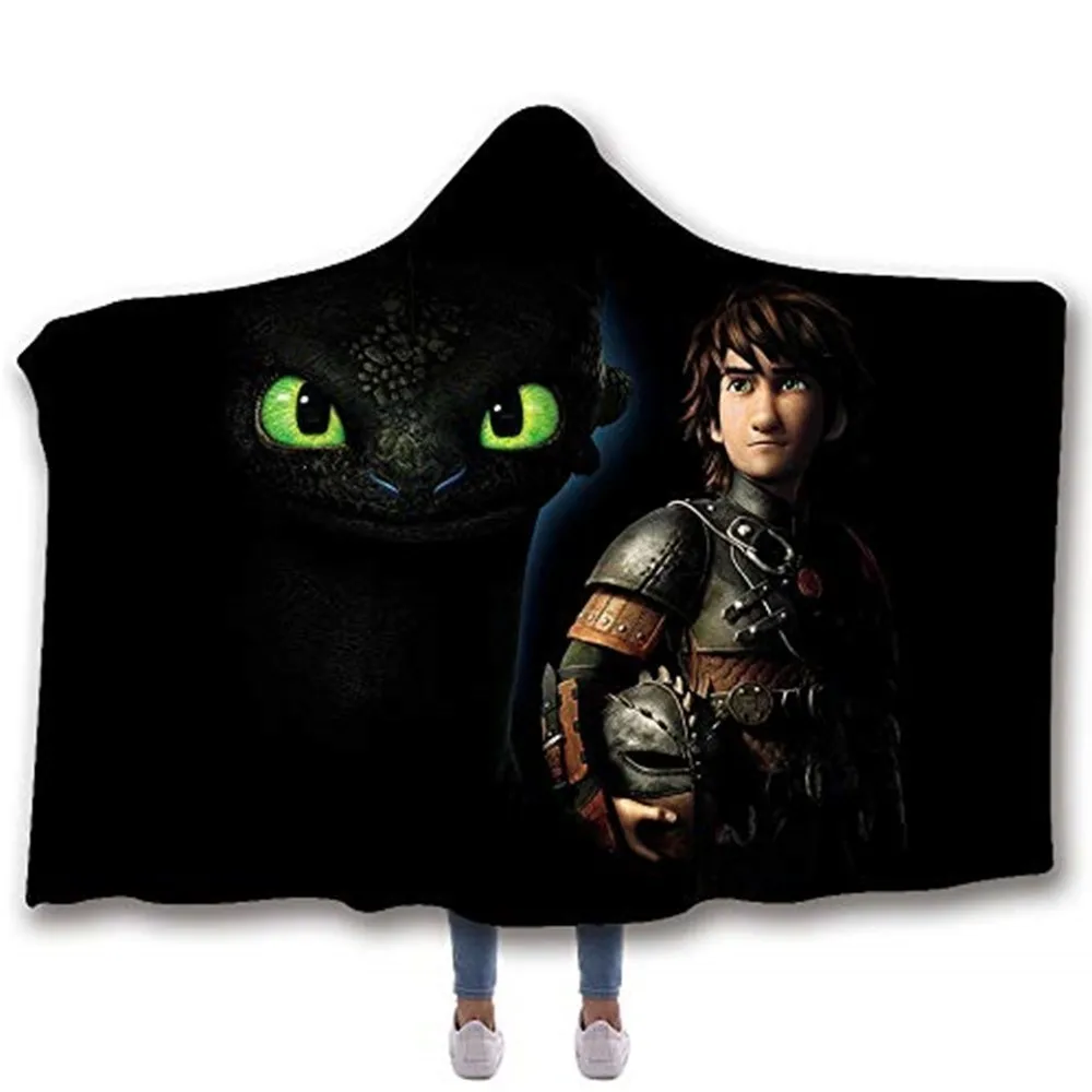 Как приручить дракона 3d печати балахон одеяло Темного стиля микрофибры плюшевое с капюшоном одеяло диван кровать путешествия офис плед - Цвет: 010