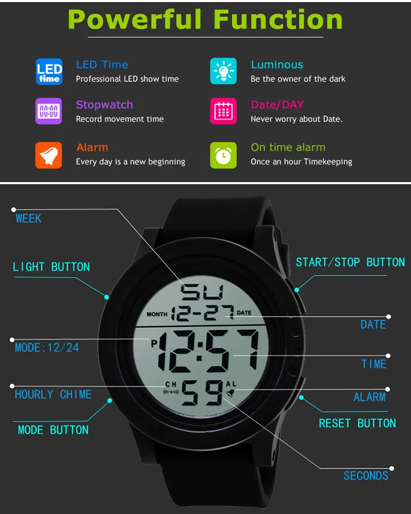 Водонепроницаемые мужские электронные часы с ЖК-дисплеем, цифровые армейские спортивные резиновые мужские часы для мальчиков, светодиодный, водонепроницаемые наручные часы Relogio, часы reloj Q