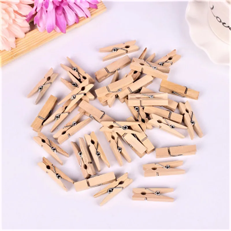 

50PCS Size 35*7mm wooden clip Mini Natural Wooden Photo Clips wooden Clothespin Craft Decoration Clips Pegs