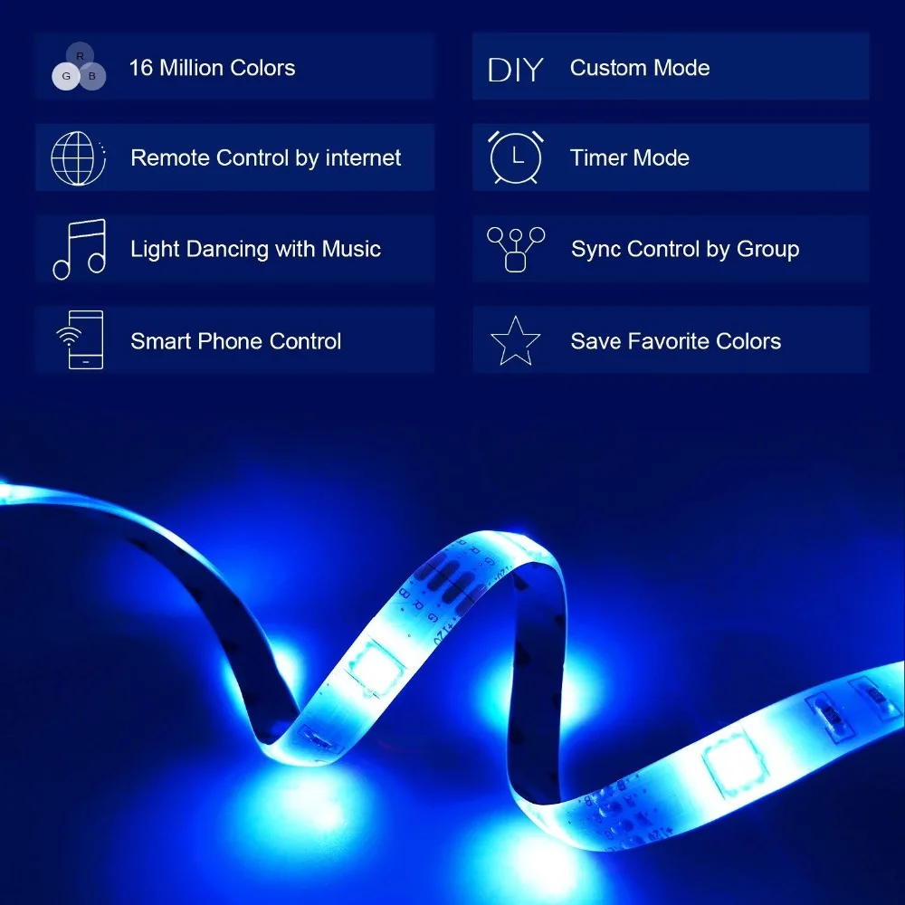 Светодиодные полосы света WiFi беспроводной Смартфон Управление светодиодный лента SMD 5050 12 В водонепроницаемая лампа работает с IOS Android Alexa