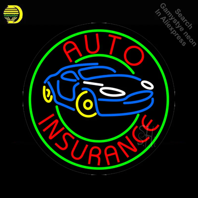 NEON SIGN For Round Auto Insurance Car neon Light Sign Advertise Window