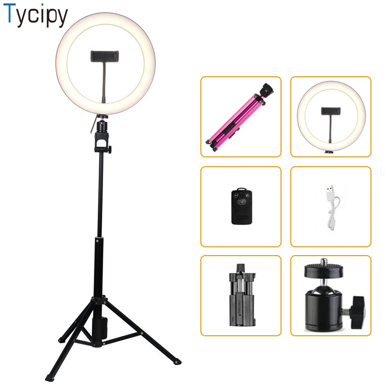 Tycipy 26 см кольцевой свет LED фотография 3200 5500K Штатив для осветительного прибора