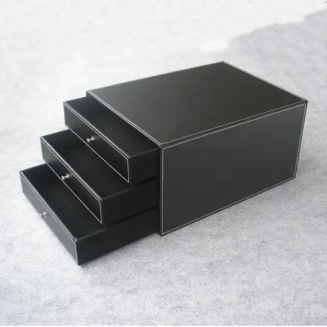 3 Layer 3 Drawer Wood Structure Leather Desk Filing Cabinet