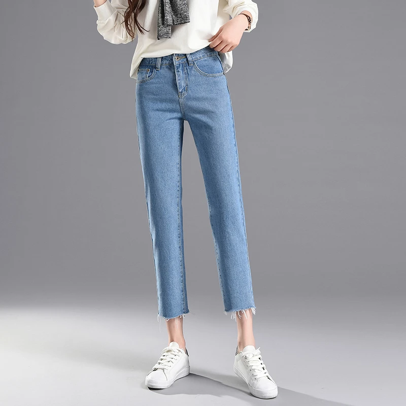 

Basic Denim Jeans Classic 4 Season Women High Waist Jeans Vintage Style Casual Pencil Jeans High Quality Cowboy Denim Pants
