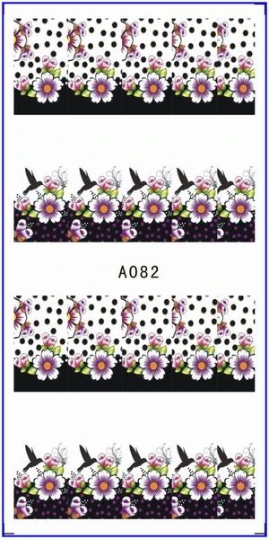 Водные Наклейки, Переводные картинки на ногти полное покрытие цветок Роза собака в форме пуделя тюльпан фиолетовый A079-084 - Цвет: A82