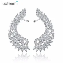 LUOTEEMI очаровательные Модные индивидуальные антиаллергенные Роскошные кубические циркониевые Угловые серьги-гвоздики с крыльями женские модные вечерние ювелирные изделия