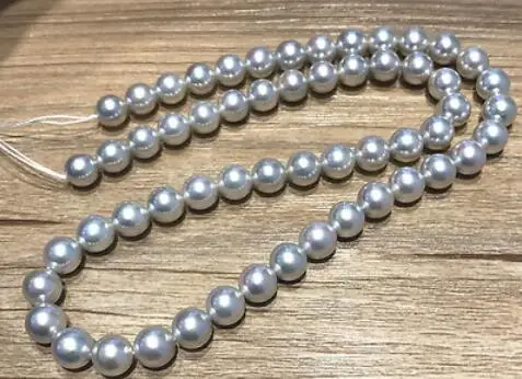 

elegant 9-10mm south sea round grey pearl necklace 18inch 925s