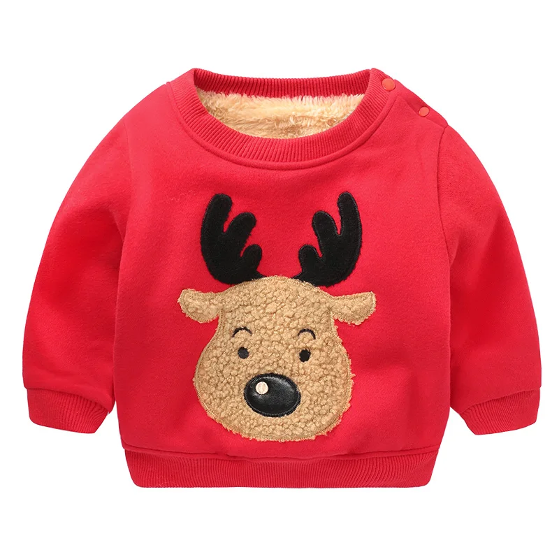 

2018 New Children Christmas Cartoon Deer hoodie kids boys cartoon outerwear winter warm clothes 4 colors 2-10 years