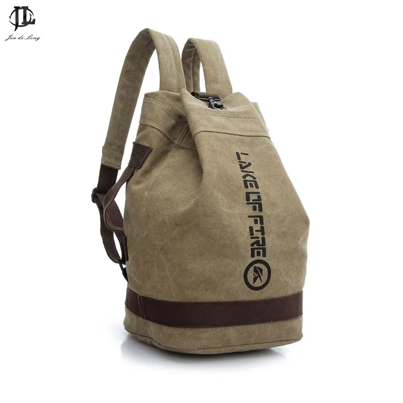 Male Fashion Casual Canvas Backpack Middle School Students Book Bags Travel Large Capacity Backpack Man Bucket