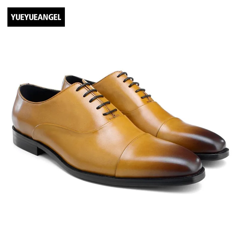 

British Elegant Men Genuine Leather Formal Shoes Plus Size Lace Up Oxford Social Office Work Zapatos Hombre Wedding Dress Shoes