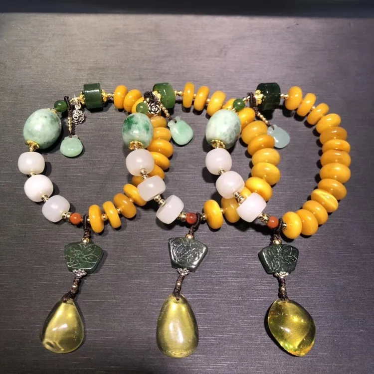 

fashion jewelry silver ore natural beeswax gold color silver bracelet for woman female