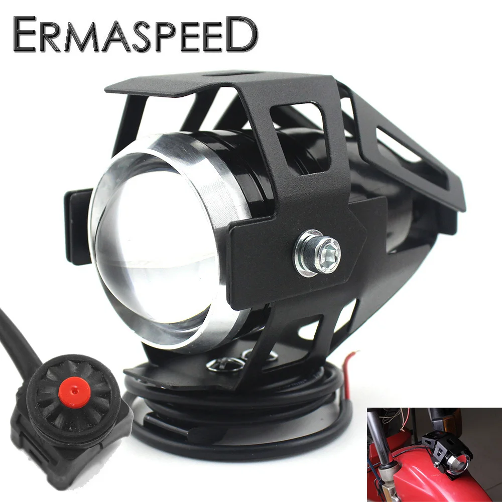 

Black Motorcycle LED Auxiliary Spot Beam Fog Light 12V 3000LM + ON-OFF Switch Universal for Honda Kawasaki Yamaha Ducati Aprilia