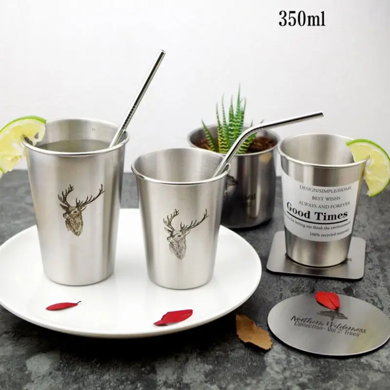 

350/500ML Nordic Style Stainless Steel Juice Beer Water Cup Durable Stackable Pint Cups Juice Mug Coffee Cup Drinking Cups