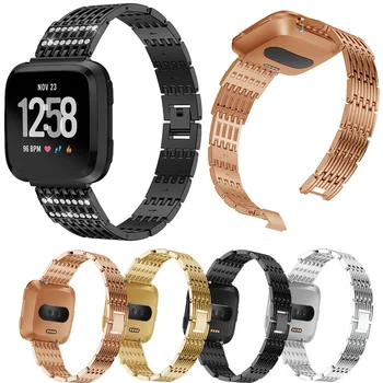 

Stainless Steel Watch Band Strap For Fitbit Versa Smart Watch Replacement Metal Strap Wristband Luxury Crystal Bracelet bangle