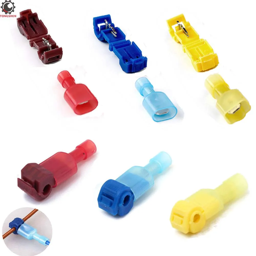 10-100pcs Quick Splice Wire Terminals Spade Connectors Electrical Crimp Cable