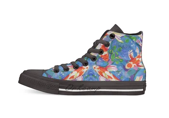

Koi Acrylic koi fish painting Casual High Top Canvas shoes sneakers For Drop shipping