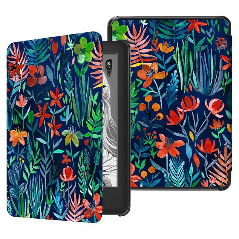 Чехол для Amazon полностью Kindle( выпуск) легкий из искусственной кожи смарт-чехол для Amazon Kindle 10th Gen E-Reader - Цвет: Happy flowers