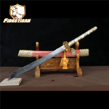 

Handmade new sword chinese track spring steel 59 hrc axe blade Kangxi sword zinc alloy tsuba Imitation fish skin saya