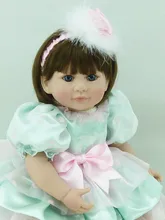 20 inch 50cm Silicone baby reborn dolls Children’s toys green princess skirt short hair girl