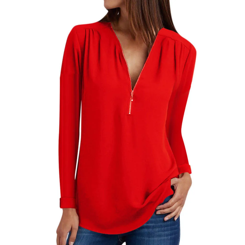 

T Shirt Women Casual Tops Shirt Ladies V Neck Zipper Loose T-shirt Summe Top Women Tshirts tops mujer verano