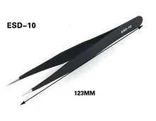 SZBFT 2pcs/lot ESD-10 123mm DIY Black Anti-static Precision Soldering Tweezers Set Electronic ESD Tweezers Tool