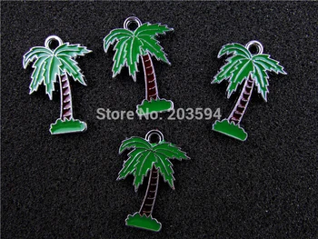 

AE458 Mix Color 20Pcs Alloy Metal Enamel Coconut trees Charms Pendants 27x19mm