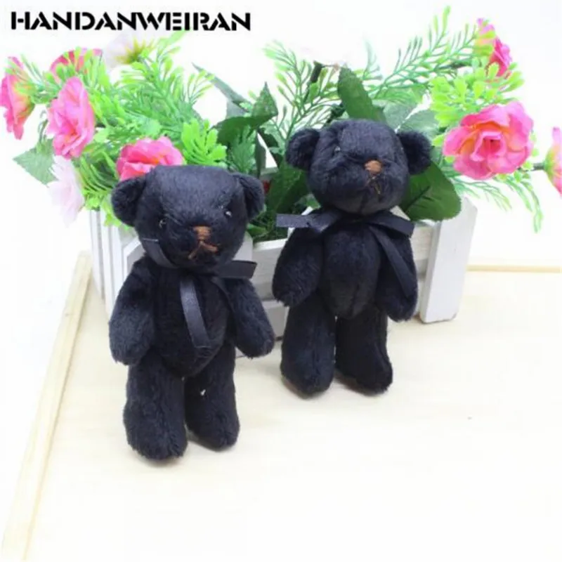 

2PCS New Black Joint Bear Plush Toys Bow Tie Bears DIY Creative Handmade Stuffed Toy For Kids 2019 Hot Sale 11CM HANDANWEIRAN
