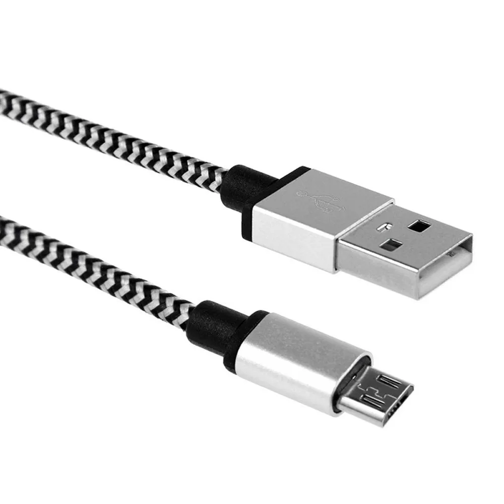 Micro USB и синхронизация данных V8 2A Плетеный алюминиевый кабель для быстрой зарядки для универсального телефона Android Micro Usb для Usb - Цвет: Sliver