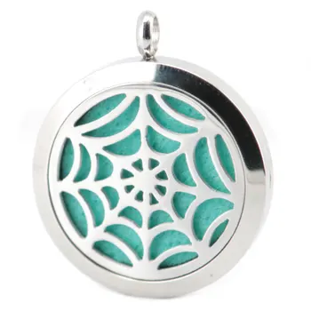 

New design Cobweb Aromatherapy Essential Oil 316 Stainless Steel Perfume Diffuser Locket Necklace with chain and pdas