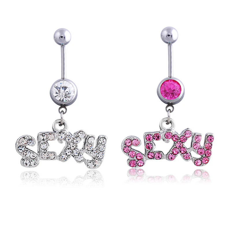 Womens Sexy Jewelry Crystal Rhinestone Belly Piercing Body Bar Navel Ringnavel Ringsexy 