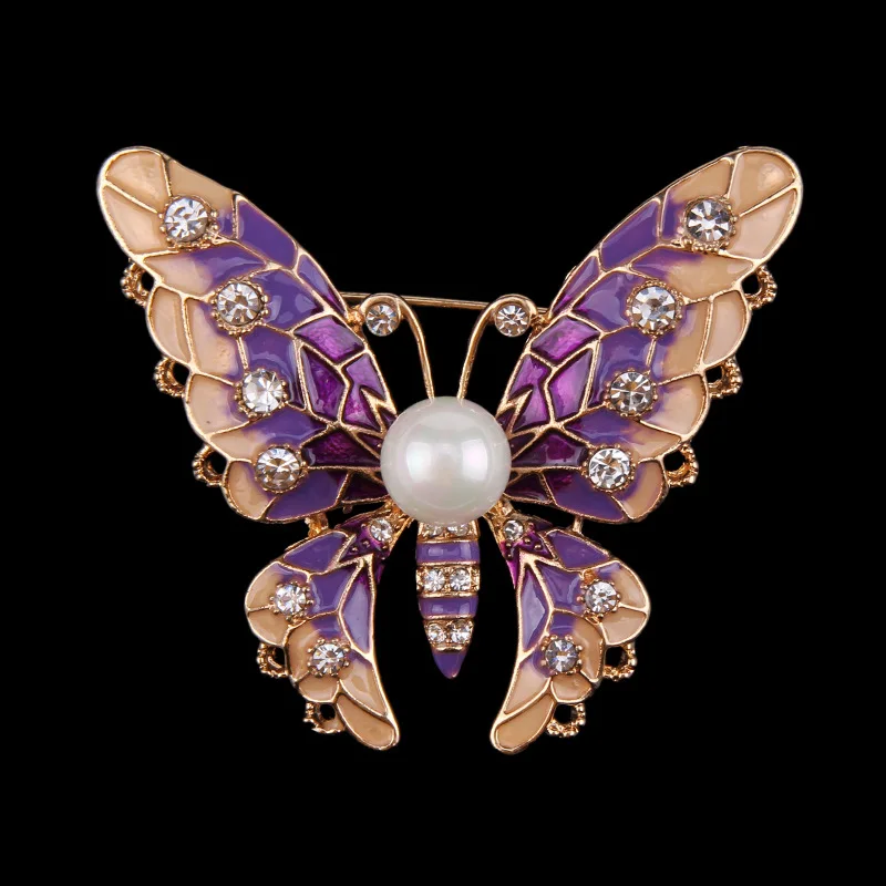 

2018 New fashion butterfly diamond luxury pearl brooch