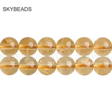 Хорошее качество AAA натуральный цитрин кристалл и драгоценный камень круглые 6 мм 7 мм бусины для модных женщин ожерелье браслет Изготовление ювелирных изделий