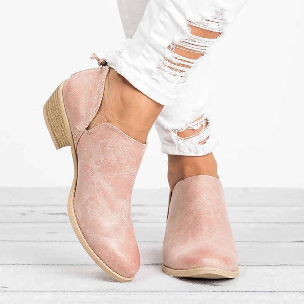 

Women Winter Slip-on Pointed Toe Boots Autumn Butterfly-knot Thick Heel High Heels