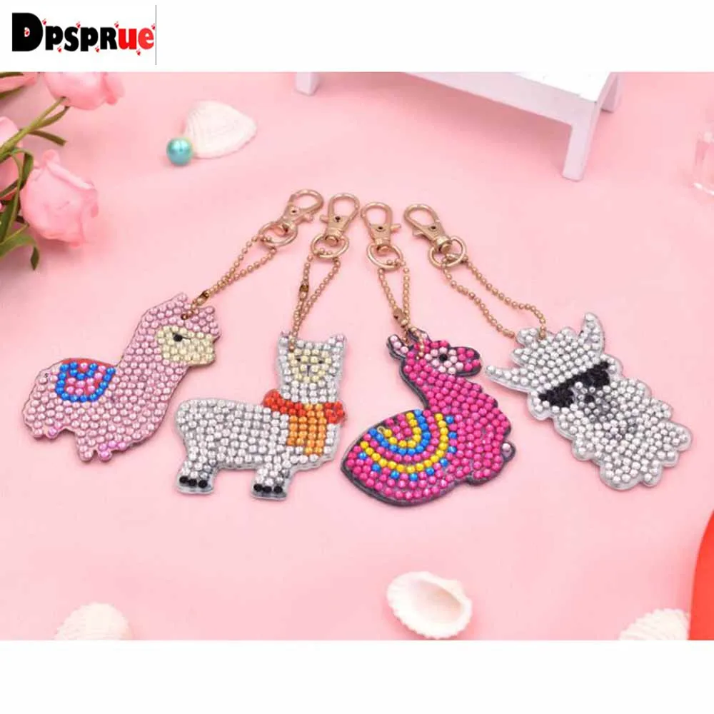 

Dpsprue DIY Special Shape Diamond Animal Round Diamond Painting Cross Stitch Embroidery Mosaic Keychain Children's Handmade Gift