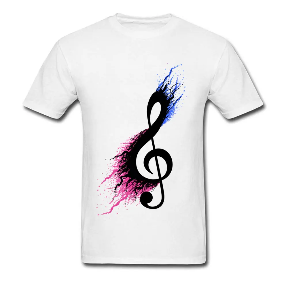 Music sign spill Group Summer 100% Cotton Fabric Crewneck Men Tees Printed On Tee-Shirts Brand New Short Sleeve Top T-shirts Music sign spill white