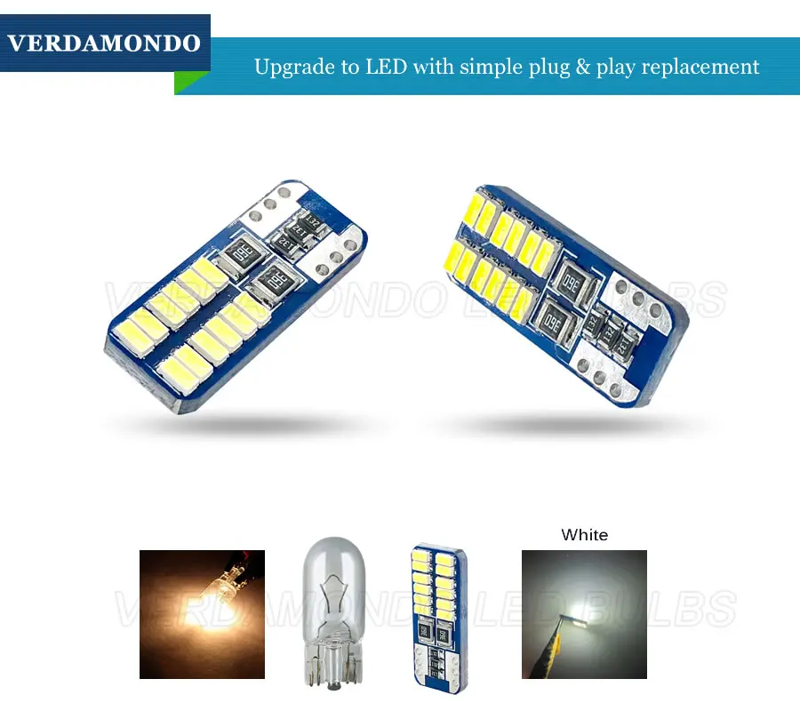 T10 W5W Автомобильный светодиодный светильник 24 3014 Smd боковые габаритные лампы