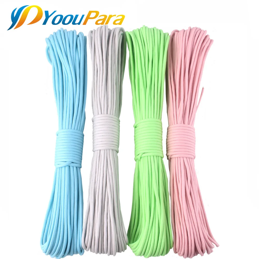 

100FT Glow in the dark Luminous Paracord 550 Parachute Cord Lanyard Rope 7 Strands Cores cuerda escalada Outdoor Survival Rope