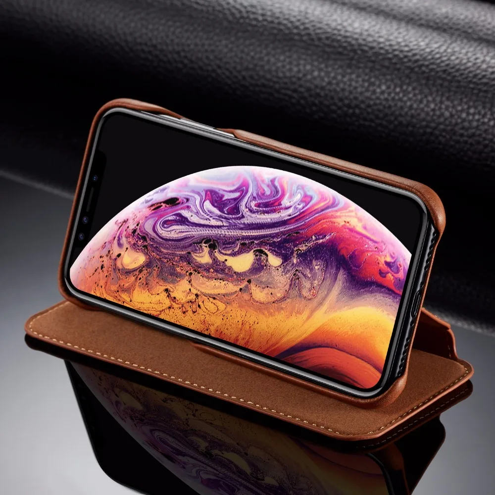 Чехол для iPhone XS Max XR роскошный тонкий бумажник из искусственной кожи с подставкой