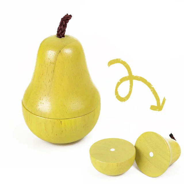 [Toy Woo] Wooden Cutting Kitchen Toy Pretend Play Fruit Vegetable Baby Educational Food Toys Children's Kitchen Play Gifts Pear