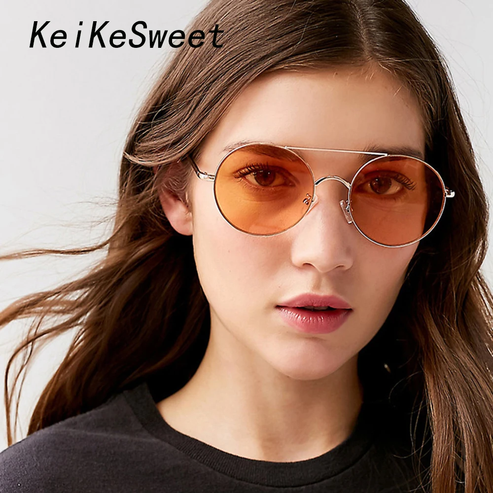 Женские круглые солнцезащитные очки KeiKeSweet брендовые дизайнерские в