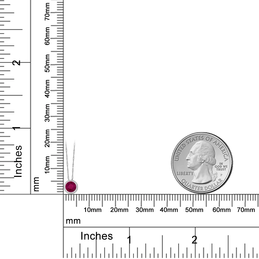 GemStoneKing 0,42 карат Круглый 4 мм красный рубин 14 к белое золото Простой Элегантный кулон ожерелье для женщин