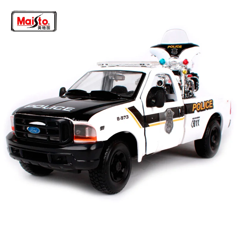 

Maisto 1:27 Ford 1999 FORD F-350 SUPER DUTY PICKUP 2004 Harley FLHTPI Electra Glide Motorcycle Bike Diecast Model Car Toy 32186