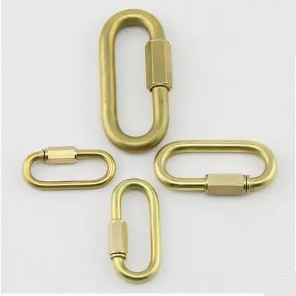2pieces/lot 4.0mm brass copper Portable Camping Hiking O Shaped quick release Quick link Buckles Hasps Clip Hook Key Chain Ring